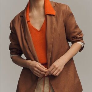 Anthropologie: The Tessie Blazer by Maeve: Linen Edition in Tan, size Large